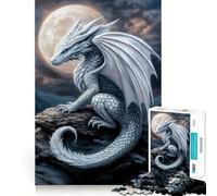 Drago Bianco al Chiaro di Luna Puzzle da 1000 pezzi per ragazzi Gioco di concentrazione mentale Taglio di precisione Bordi lisci Idea regalo per Natale (38x52cm)