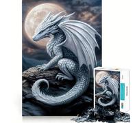 Drago Bianco al Chiaro di Luna Puzzle per Adulti da 1000 Pezzi Gioco di Sfida Mentale Taglio Preciso Allineamento Perfetto Divertimento in Famiglia Attività Notturna (50x75cm)