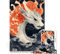 Drago bianco tra le onde, paesaggio giapponese, puzzle da 1000 pezzi per adolescenti, allenamento della concentrazione, attività ricreativa, assemblaggio preciso, regalo premuroso (50x75cm)