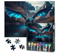 Drago blu 1000 puzzle per adulti, puzzle 1000 pezzi difficile e sfida, drago di ghiaccio, 70 x 50 cm, puzzle di famiglia, regalo di notte e decorazione per la casa (serie animali)