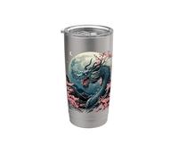 Drago Blu Cherry Blossom Giappone Estetico Drago Giapponese Bicchiere termico in acciaio inox doppia parete