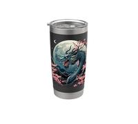 Drago Blu Cherry Blossom Giappone Estetico Drago Giapponese Bicchiere termico in acciaio inox doppia parete