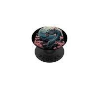 Drago Blu Cherry Blossom Giappone Estetico Drago Giapponese PopSockets PopGrip Adesivo