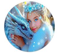 Drago Blu Ghiaccio Fantasia Puzzle 1000 Pezzi Puzzle per Adulti Rotondo Carta Fiaba Alta Difficoltà Relax Decorazione Collezione Artistica