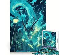 Drago Blu in Città Puzzle per Adulti da 1000 Pezzi Sviluppo delle Abilità Cognitive Rilassante e Divertente Chiusura Solida Regalo di Natale (50X75CM)