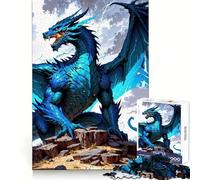 Drago blu sulle rocce Puzzle da 1000 pezzi per adulti Stimolo cognitivo Tempo libero Piacere Incastro perfetto Gioioso Natale (50x75cm)