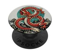 Drago Celeste Rosso La Bestia Azzurra PopSockets PopGrip Adesivo
