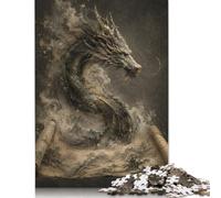 Drago che emerge dalla pergamena Puzzle in Legno 1000 Pezzi, Gioco Puzzle | Design della creatura magica, Stile fantasy celeste, Rompicapo, Sfida, Arte del drago mitico, Puzzle in Legno, 14+, 70x50cm.