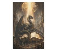 Drago che esce dal libro aperto Puzzle 1000 Pezzi in Legno, Sfida di Logica | Raggio d'oro, Fantasia epica, Surrealismo, Scena Decorativa, Struttura in Legno, Sfida Puzzle, Gioco Mentale