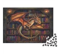 Drago che legge libri Puzzle 1000Pcs Fantasy Stile artistico fantasy Decorazione Per La Casa. Rilassamento E Intelligence Per Adulti E Bambini Da 14 Anni 38x26cm/1000pcs