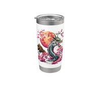 Drago Cherry Blossom Stile Giappone Estetica Drago Giapponese Bicchiere termico in acciaio inox doppia parete