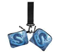 Drago Cinese Nuvola Blu Donne Casi di Carta Cambio Titolare Sottile Portatile di Carta di Denaro Titolare con Cerniera Tasca Moneta per Ragazze 2 Pz para meter tarjetas de credito, Nuvola blu drago