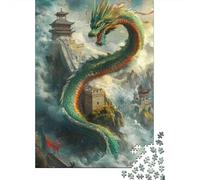 Drago Cinese Puzzle per Adulti Puzzle 1000 Pezzi Edificio Antico di Montagna Gioco di Puzzle 1000 Pezzi Relax Decorazione Casa 38x26cm/1000pcs
