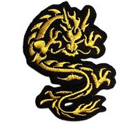 Drago Cinese - Toppe Termoadesive Patch Toppa Ricamate, Misura: 6,7 x 9 cm, Farbvariante:oro