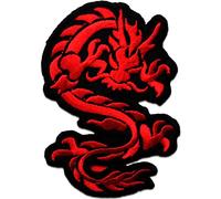 Drago Cinese - Toppe Termoadesive Patch Toppa Ricamate, Misura: 6,7 x 9 cm, Farbvariante:rosso