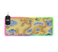 Drago Cinese Wirel Ricarica Incandescente Gaming Mouse Pads Big Desktop 30.6 x 15.6 pollici Tappetino per Mouse per Scrivania