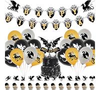 Drago Compleanno,Doyomtoy 32 pezzi Palloncini da Dragon Compleanno Cake Topper Banner di Compleanno Decorazioni per Feste di Compleanno Dungeons and Dragons Theme Fantasy Party Supplies