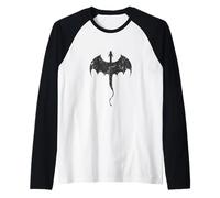 Drago con Coda Lunga Appuntita Mitica Creatura Maglia con Maniche Raglan