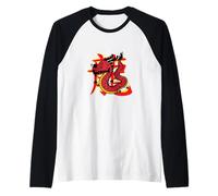 Drago del Segno Zodiacale Cinese Maglia con Maniche Raglan