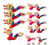 Drago di capodanno cinese 12 pezzi 4 stili 3d carta drago burattino fai -da -te fatti elastico artigianato per bambini primavera prima festa del festival
