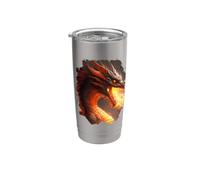 Drago di fuoco creatura mistica fantasia di drago di fuoco Bicchiere termico in acciaio inox doppia parete