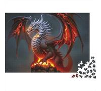 Drago di fuoco fantastico, puzzle regalo di compleanno 1000 pezzi per adulti, drago, fuoco, fulmine, feroce, premium spesso robusto, vibrante, stimolante, antistress, 38x26cm/1000pz