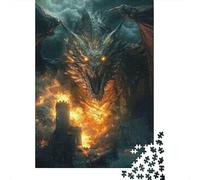 Drago di Fuoco Puzzle 1000 Pezzi per Adulti Castello Notturno Gioco di Puzzle 1000 Pezzi Relax Famiglia Regalo Casa 52x38cm/1000pcs