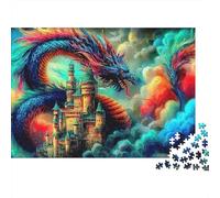 Drago Difficile Puzzle 1000 Pezzi Adulti Drago Cinese Castello Nuvole Premium Spesse Resistenti Alta Qualità Vivaci Stimolanti Antistress 52x38cm/1000pz