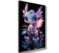 Drago Dipingere con i Numeri Adulti 35 x 70 cm Tela,Dipingere con i Numeri Cartone animato Motivo Design,Hobby Creativi Adulti Kit di Pittura Acrilica Fai-da-Te,Home Room Decor,Regalo Creativo,907-W