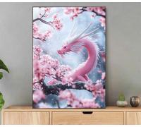 Drago Dipingere con i Numeri Adulti, Dipingere con i Numeri Fiore, Fai Da Te Paint by Numbers Creativo Adulti con Cornice, Pennelli e Pigmenti Acrilici per Decorazioni Casa Parete 40x50 cm LiQ-2229