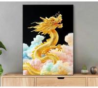 Drago Dipingere con i Numeri Adulti, Dipingere con i Numeri Paesaggio, Fai Da Te Paint by Numbers Creativo Adulti con Cornice, Pennelli e Pigmenti Acrilici per Decorazioni Casa 100x135cm LiS-1464
