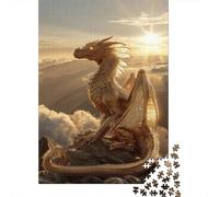 Drago Dorato,Puzzle Per Adulti 70x50cm/1000pcs,Giochi Di Sfida Cima al tramonto