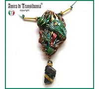 Drago Dragone Verde Smeraldo Pendaglio Amuleto Talismano Gioiello Vikingo Celtic