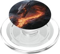 Drago emergente da ardenti profondità di lava - feroce scena oscura PopSockets PopGrip per MagSafe