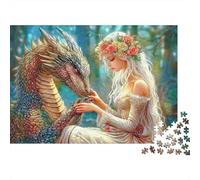Drago Fantasy con Fata Puzzle 1000 Pezzi Carta Puzzle per Adulti Stile Fiaba nella Foresta Gioco di Puzzle 1000 Pezzi Relax Famiglia Regalo 52x38cm/1000pcs