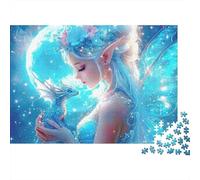 Drago Fata Blu Puzzle da 1000 Pezzi per Adulti, Drago Fata Blu, Scintille, Difficile, Premium, Spesso, Resistente, Alta Qualità, Vivace, Stimolante, Antistress 52x38cm/1000pz