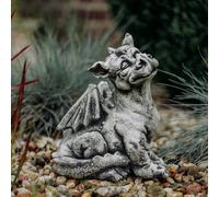 Drago Felicità Antica Statua in Pietra H.30 cm 22 x 24 cm Grigio 9 kg Cemento...