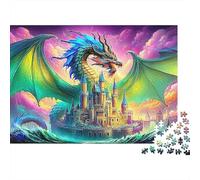Drago Fenice Difficile Puzzle 1000 Pezzi Adulti Drago Castello Cielo Tempestoso Premium Spesse Resistenti Alta Qualità Vivaci Stimolanti Antistress 70x50cm/1000pz