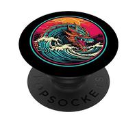 Drago feroce che emerge dal mare PopSockets PopGrip Adesivo