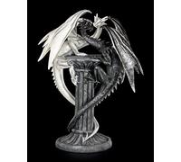 Drago Figura - Dark White su colonna - Nero e Bianco