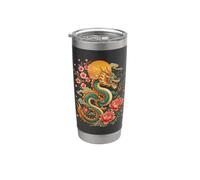 Drago Floreale Celeste Arte Fantasy Luna Creatura Mitica Bicchiere termico in acciaio inox doppia parete
