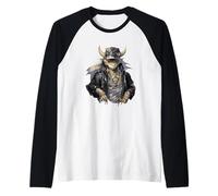 Drago Fresco con Giacca di Pelle Maglia con Maniche Raglan
