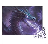 Drago Fulmine Fantasy Puzzle 1000 pezzi, Creature Mitiche, Rilassante, Antistress, Cartone Riciclato per Adulti & Bambini, Regalo Pensieroso, 70x50cm