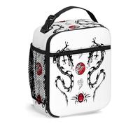 Drago giapponese, borsa per il pranzo, borsa per il pranzo isolata, borse riutilizzabili per donne e uomini, lavoro, campeggio, picnic, creature indigene in stile tatuaggio, portapranzo portatile per