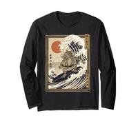 Drago Giapponese Divertente Surf Kanagawa Wave Samurai Maglia a Manica
