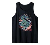 Drago Giapponese Giappone Kanji Fiori Di Ciliegio Onde Drago Canotta