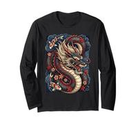 Drago Giapponese Koi Pesce Sakura Tattoo Art Design estetico Maglia a Manica