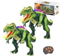 Drago Giocattolo Sputafuoco, Dinosauro Sputafuoco con luci a LED - Dinosauro Robot che Cammina, Danza, Suoni ruggenti e Vero Nebbia Spray, Grandi Dinosauri Interattivi Durevoli per Bambini,2PCS