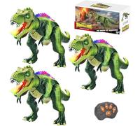 Drago Giocattolo Sputafuoco, Dinosauro Sputafuoco con luci a LED - Dinosauro Robot che Cammina, Danza, Suoni ruggenti e Vero Nebbia Spray, Grandi Dinosauri Interattivi Durevoli per Bambini,3PCS