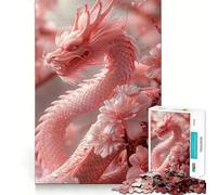 Drago in fiore rosa, puzzle da 1000 pezzi per adulti, gioco per allenare la mente, divertimento in famiglia, taglio di precisione, regalo adorabile (38x52cm)